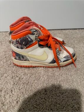 Orange Patterned High-Top Sneakers